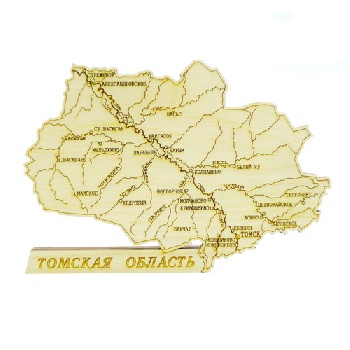 Плакетка карта Томской области кедр