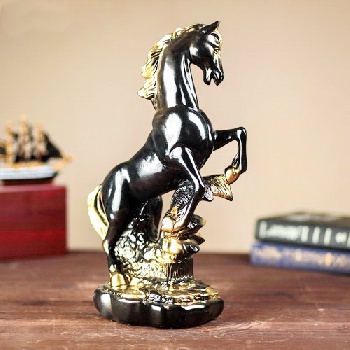 Сувенир "Конь на дыбах" средний чёрный 38 см 