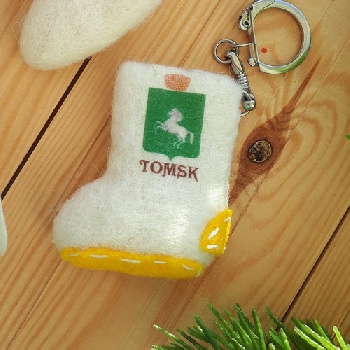 Брелок валенок Томск герб с подшивкой