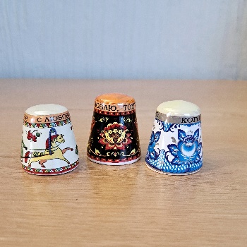 Наперсток цветной русские мотивы керамика (З)