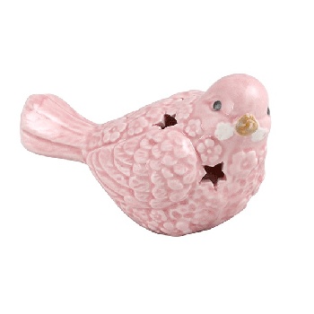Птичка керамика большая розовая