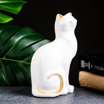 Фигура "Кошка Мурка" белый, 20х11х8см