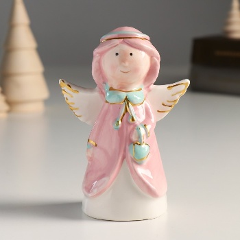 Сувенир керамика "Девочка-ангел в розовой накидке, с сердечком" 