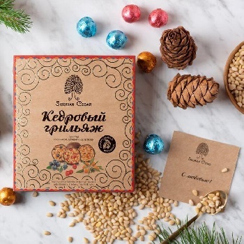 Кедровый грильяж ассорти (клюква, черника, облепиха) 120 гр. редизайн