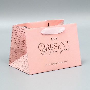 Пакет подарочный с широким дном «Present», 20 × 14 × 13,2 см