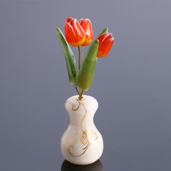 Цветок в горшке Тюльпан (3 цв.) селенит малый