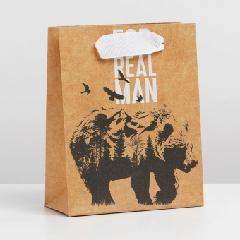 Пакет крафтовый вертикальный «Медведь», 12 × 15 × 5.5 см