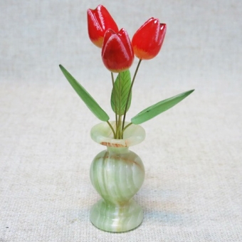 Цветок в вазе Тюльпан (3 цв.) оникс малая