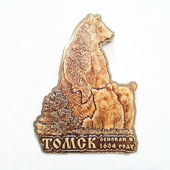 Магнит Томск Медведь с медвеж. бер.+зерк вставка (ОД)