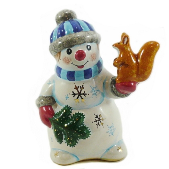 Снеговик с белкой / майолика