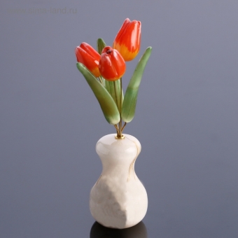 Тюльпаны (3 цв.) малые в вазе ангидрит с росп 