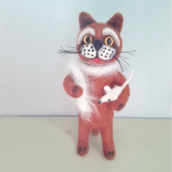 Кот с мышкой валяние (Баклыкова)
