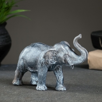 Фигура "Слон поднял хобот" серебро, 13х10х6см